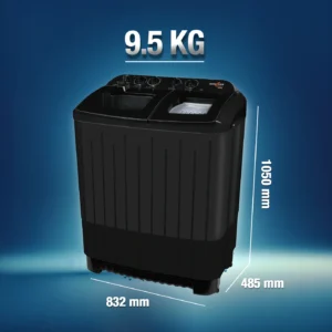 WASHING MACHINE, 9.5 KG, GLASS, Grey